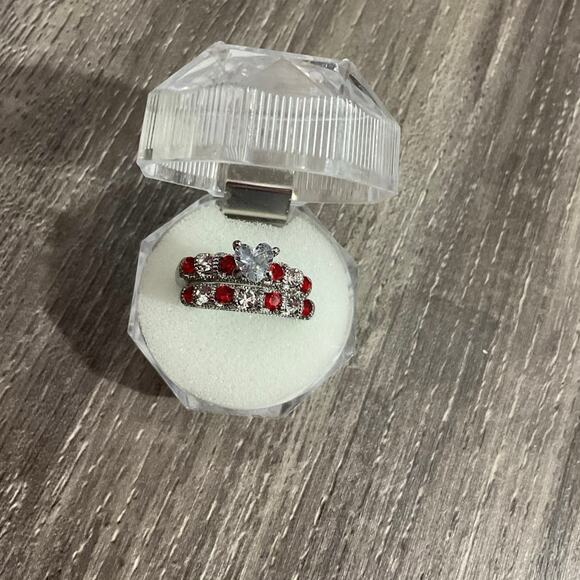 NWT CZ Ruby & Diamond 2PC Set Size 8 - Picture 7 of 10